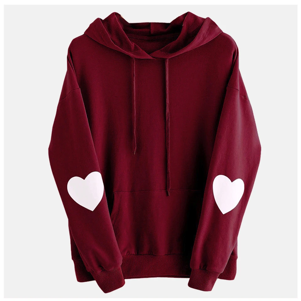  Black Cute Pink Hoodie Heart Funny Plain Sweatshirt Oversize Poleron Mujer 2019 Kangaroo Pocket Hoo