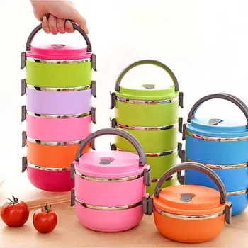 

5 Colors Solid Round Bento Box Bowls Hot Sale Thermal Insulation Stainless Steel Boxes Student Lunch Box Lunchbox Food ontainer