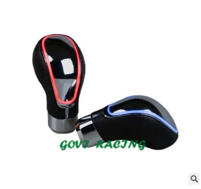 Pomo de engranaje de coche manual universal de cuero led azul para auto estilo transmisión pomo chche palanco cambio Pomo de engranaje de coche manual universal de cuero led azul para auto estilo transmisión pomo chche palanco cambio