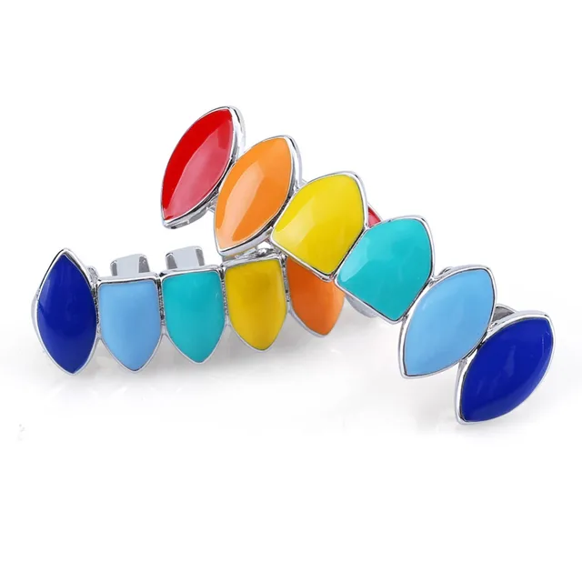 TOPGRILLZ hip hop złoto Tekashi69 Rainbow zęby Grillz Top amp Bottom kolorowe Grills Dental Halloween Wampir zęby tanie tanio Moda Body Jewelry Skeleton Miedzi Metal G-077 Grillz Dental Grills Hiphop Rock 11 2g Women Men Tourism Party Prom TOPGRILLZ hip hop złoto Tekashi69 Rainbow zęby Grillz Top amp Bottom kolorowe Grills Dental Halloween Wampir zęby tanie tanio Moda Body Jewelry Skeleton Miedzi Metal G-077 Grillz Dental Grills Hiphop Rock 11 2g Women Men Tourism Party Prom