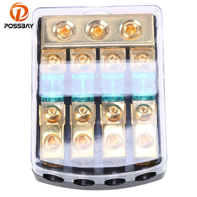 Special Offers POSSBAY Car Audio 1 In 4 Ways Out Distribution Block Fuse Holder For 12V-24V Boat Vehicles Amplifier 30A/60A/80A/100A/150A