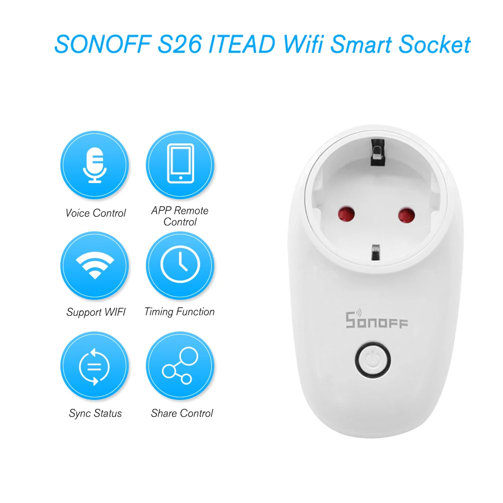 Умная Беспроводная розетка SONOFF S26 ITEAD с Wi Fi зарядный адаптер дистанционным