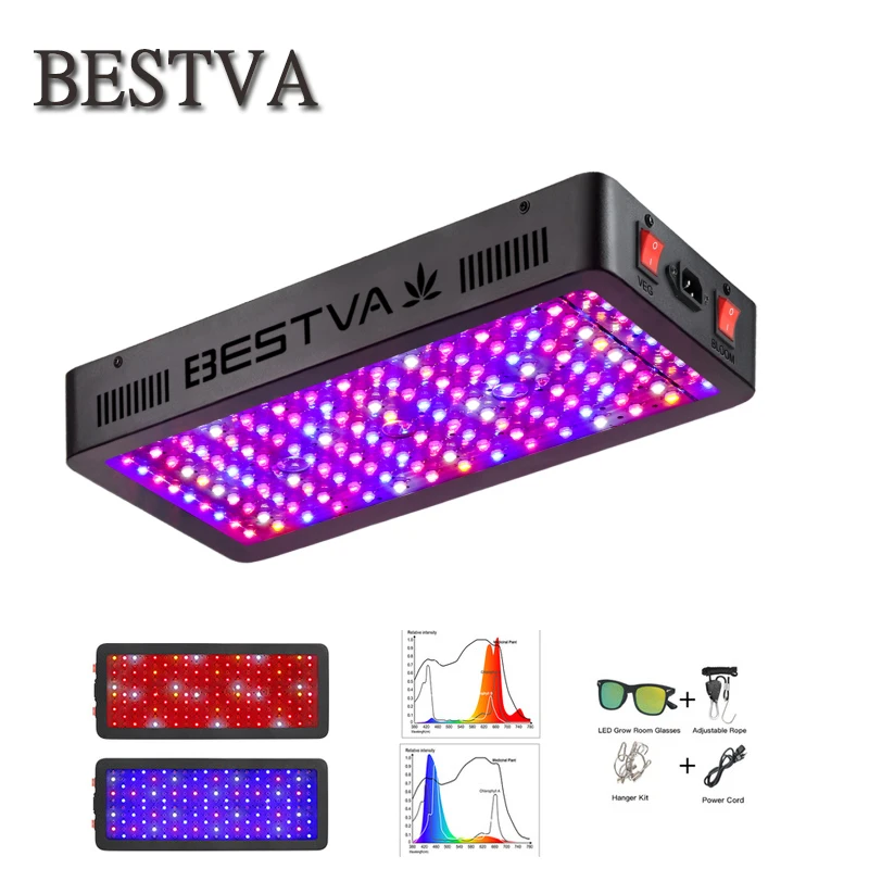 BestVA 600/1000/1200/1500/2000 W/3000 W светодиодный светильник полный спектр Вег цвету двойной переключатель для комнатных растений парниковый