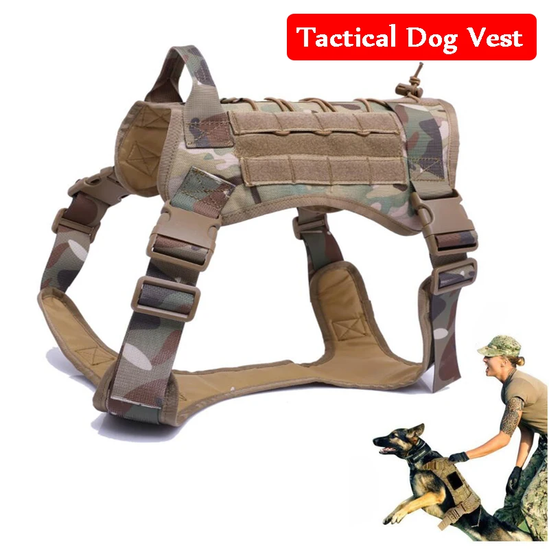 Tactical Molle Vest For Dog Military Training Police Dog Harness Waterproof Outdoor Dog Hunting