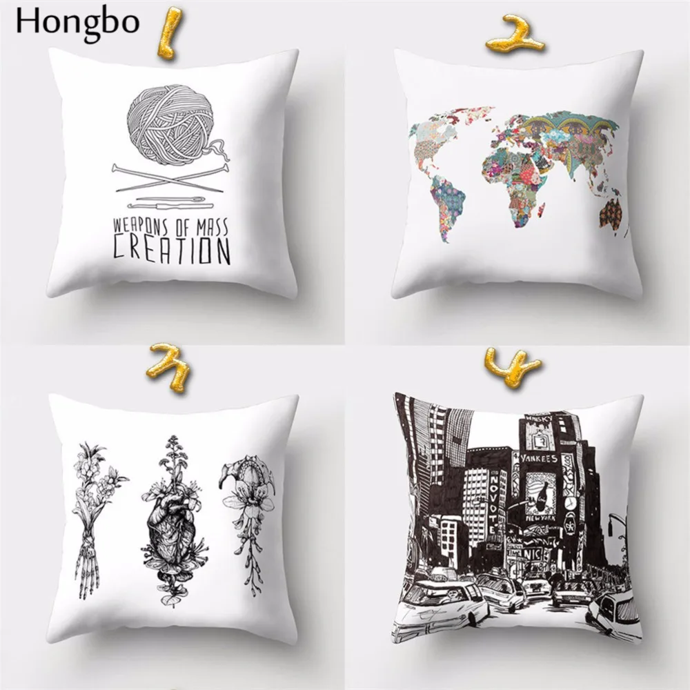 Hongbo 1 шт. винтажная камера карта мира швейная машина наволочки, покрытия для подушек