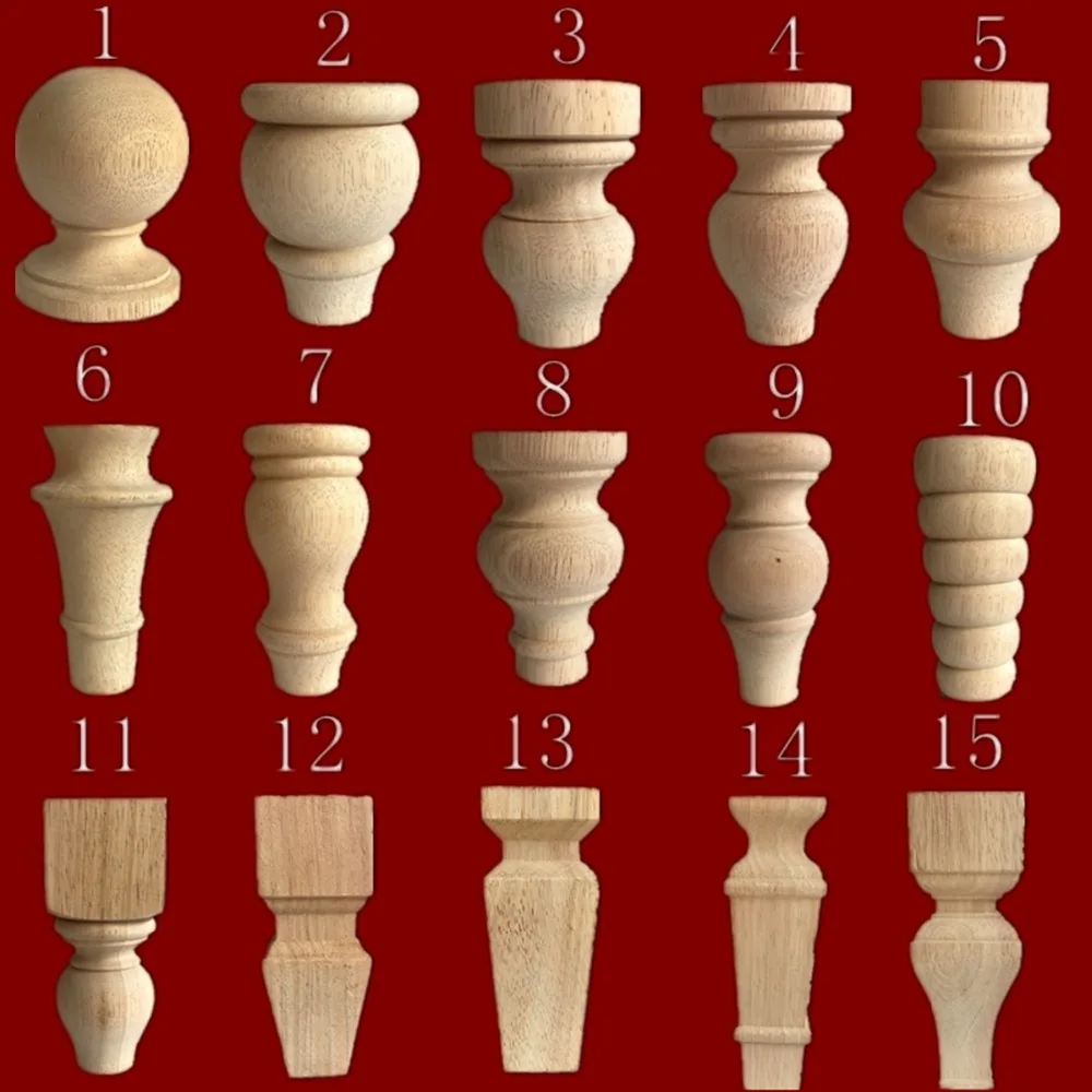 4Pcs/Lot Solid Wood Furniture Leg Unpainted Bun Feet for Sofa