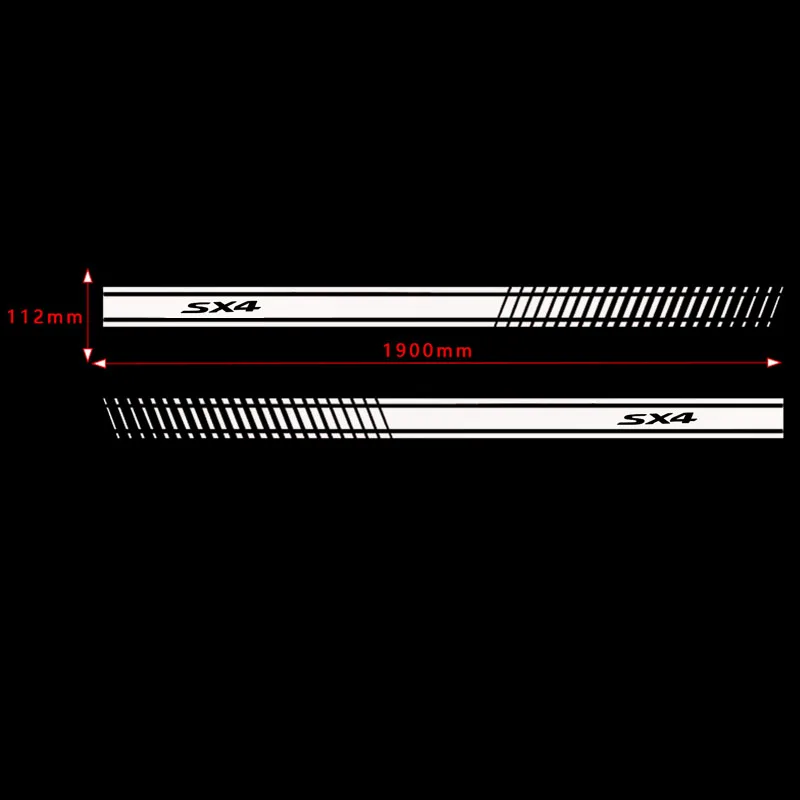 2Pcs Stylish Car Side Body Sticker Vinyl Body Decal Side Sticker Stripes Stickers for Suzuki Sx4 (2)