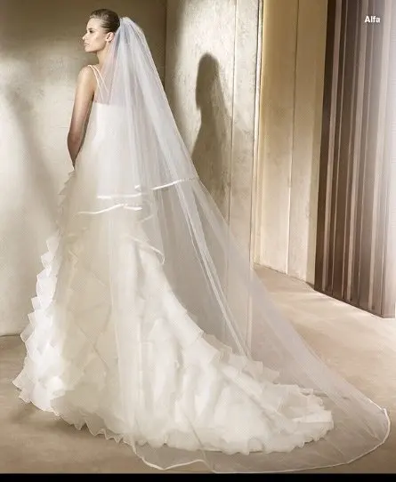 Ribbon edge cathedral length veil Clearance