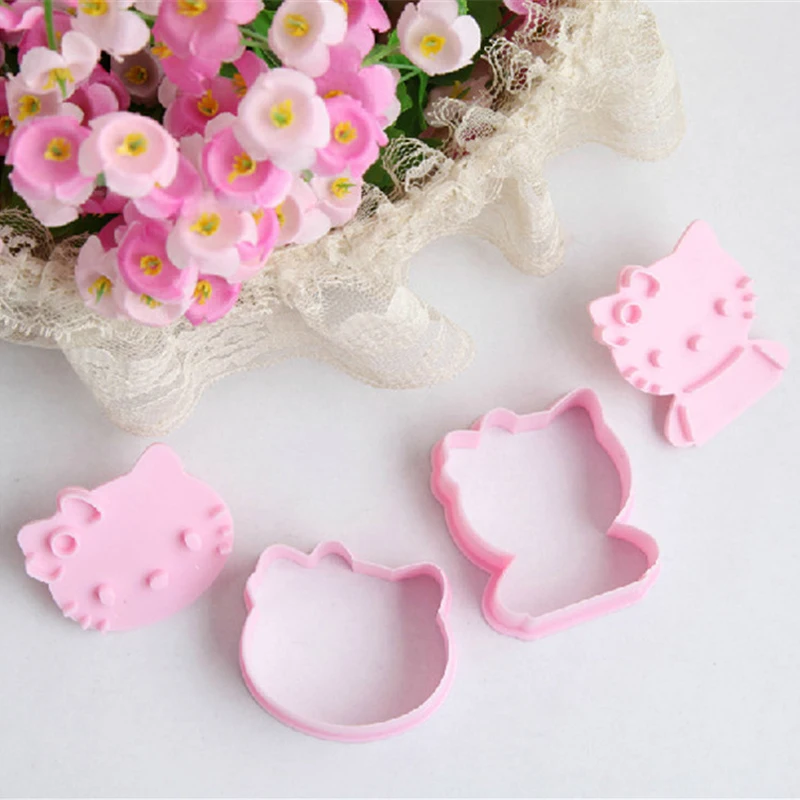 

2PCS Cute stereo KT CAT shape mold sugar Arts set Fondant Cake tools/cookie cutters hello kitty cake mold