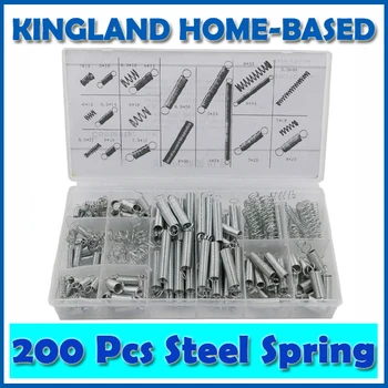 

200 PCS Steel Spring Electrical Hardware Spring Drum Extension Tension Springs Pressure Suit Muelles Metal Assortment