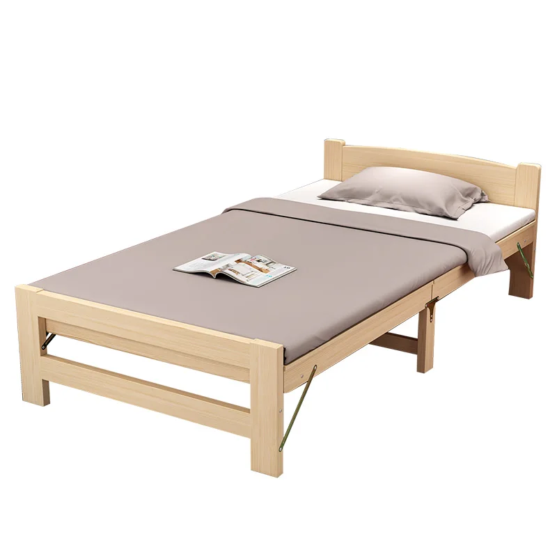 Home Wood Foldable Bed Bedroom Furniture Eco-friendly Portable Folding Beds Single Person Wood Bed Frame Muebles High Quality