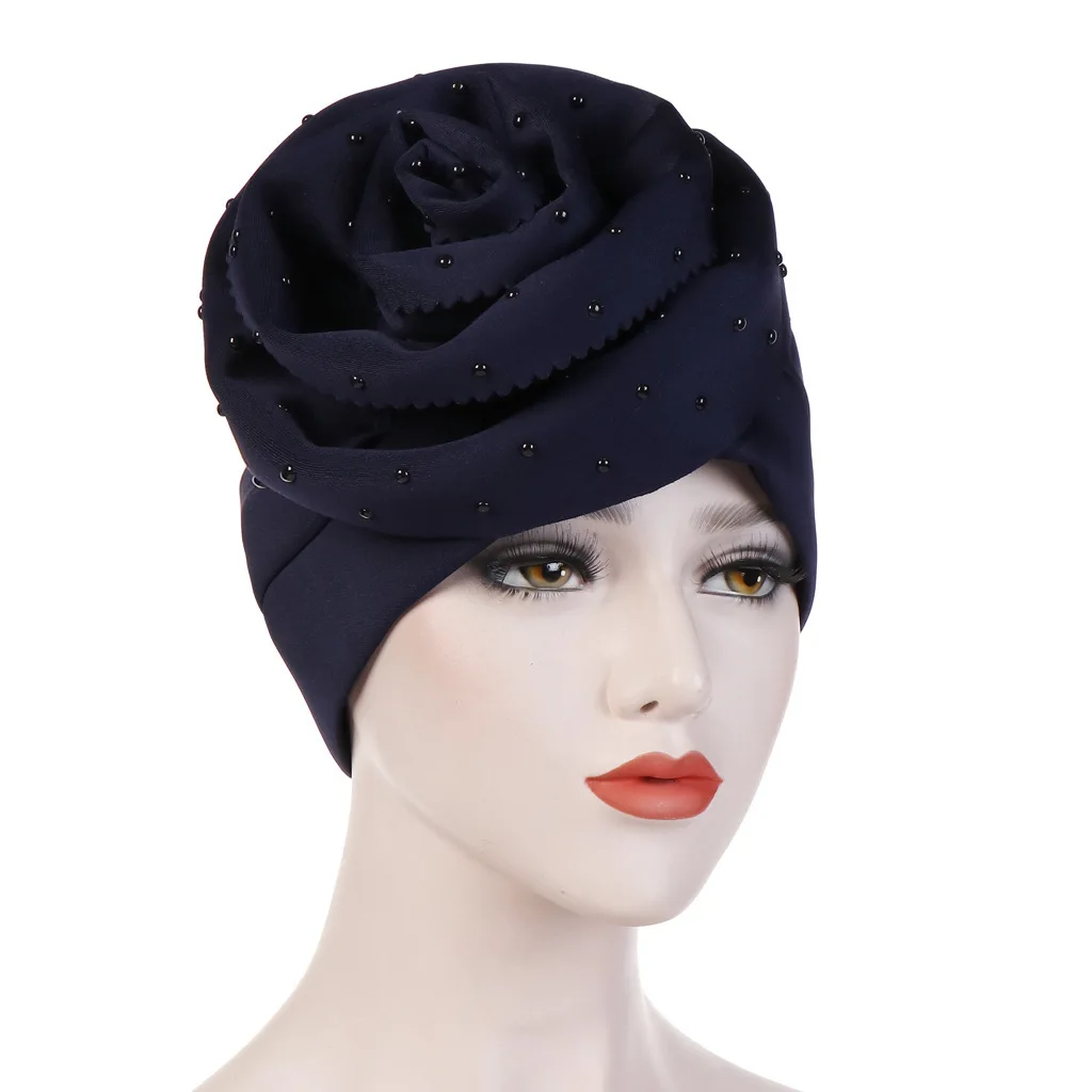 Flower Ceramics Search Edge Solid Color Scarf Hat Cotton-padded Cap Hijab Caps Turban Muslim Dress Headscarf