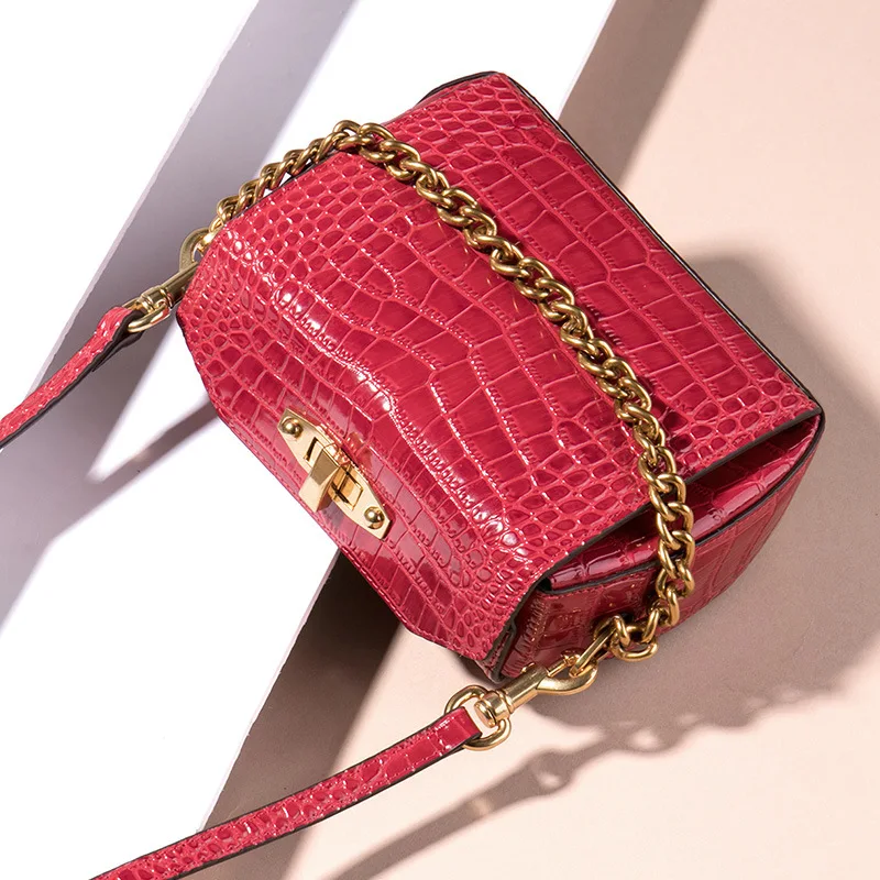 

Women Bags Cowskin Luxury Designer Shoulder Bags High Quality Crocodile Grain Ladies Crossbody Handbags Clutch Tote Bag