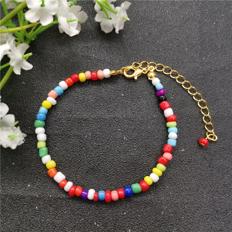 

JCYMONG Simple 13 Color 4mm Beads Charm Bracelets For Women Bohemian Gold Color Metal Chian pulseras mujer 2019 Fashion Jewelry