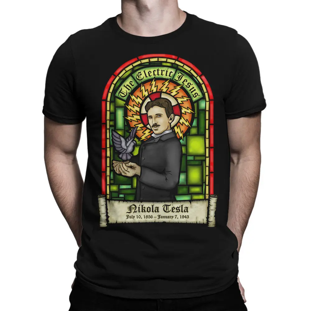 Nicola Tesla футболка с изображением электрического Иисуса Science Tee героями