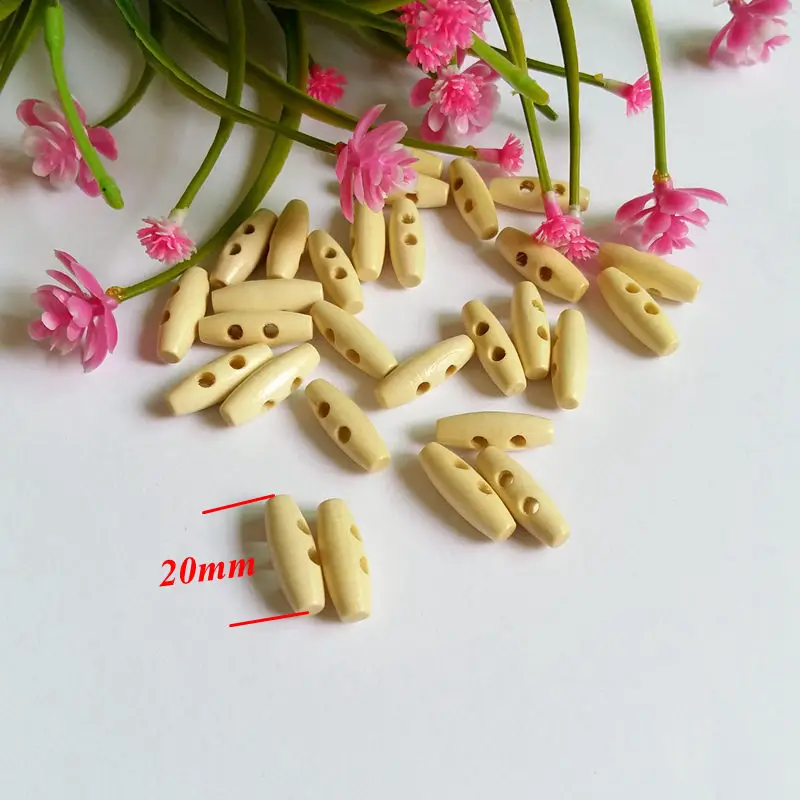50pcs Long 20MM 2-Holes Garment Wooden Button DIY Lovely Cartoon Clothes Accessories 3
