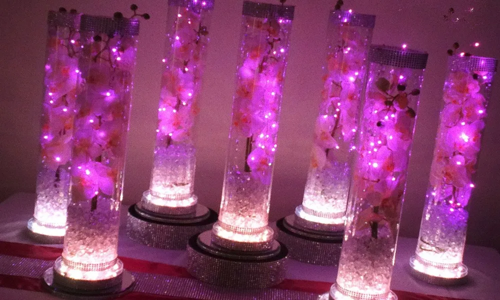 5pcs 6 Inch Led Light Table Setting Decoration Rgb Led Multi