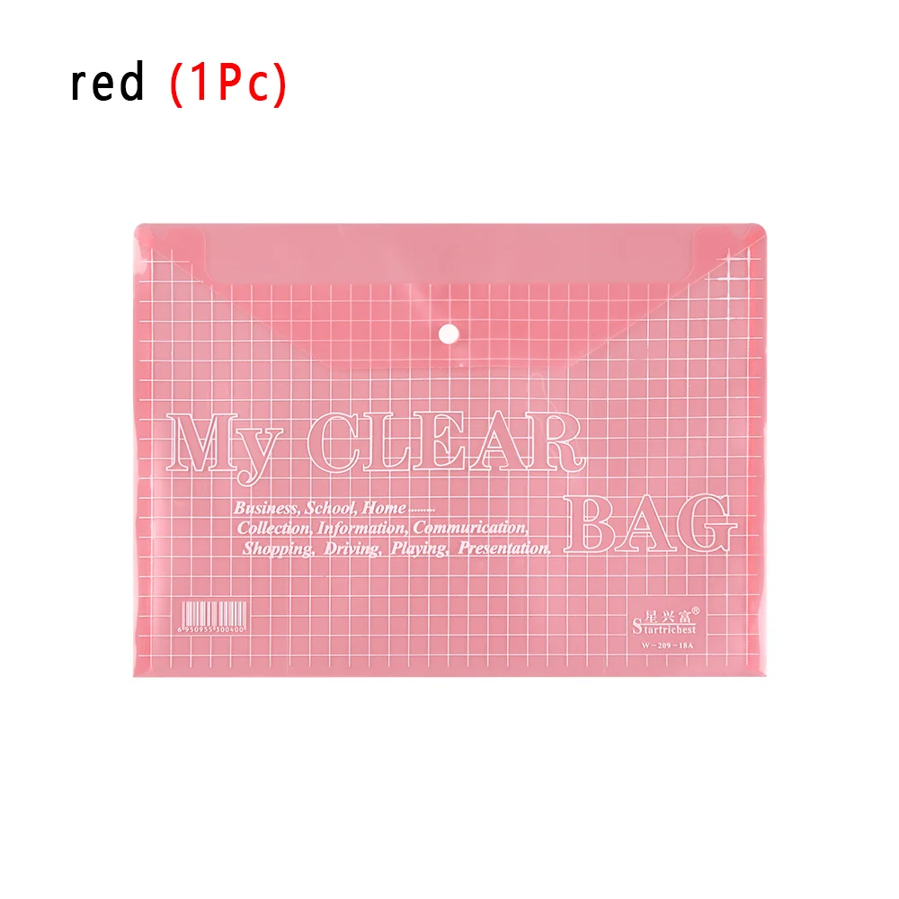 A4 Цвет молнии прозрачная сумка-файл для документов сумка Бумага файл папку простой Карандаш Чехол школьные канцелярские принадлежности - Цвет: Style 2 - red