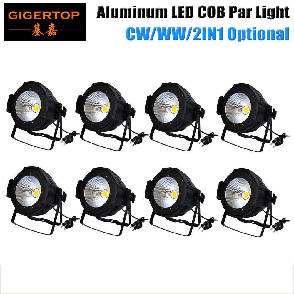 Freeshipping 8PCS 100W Warm White/Yellow New COB Led Par Light Stage Backdrop Washer LED Lighting Fixture DMX 2CH LED Downlight