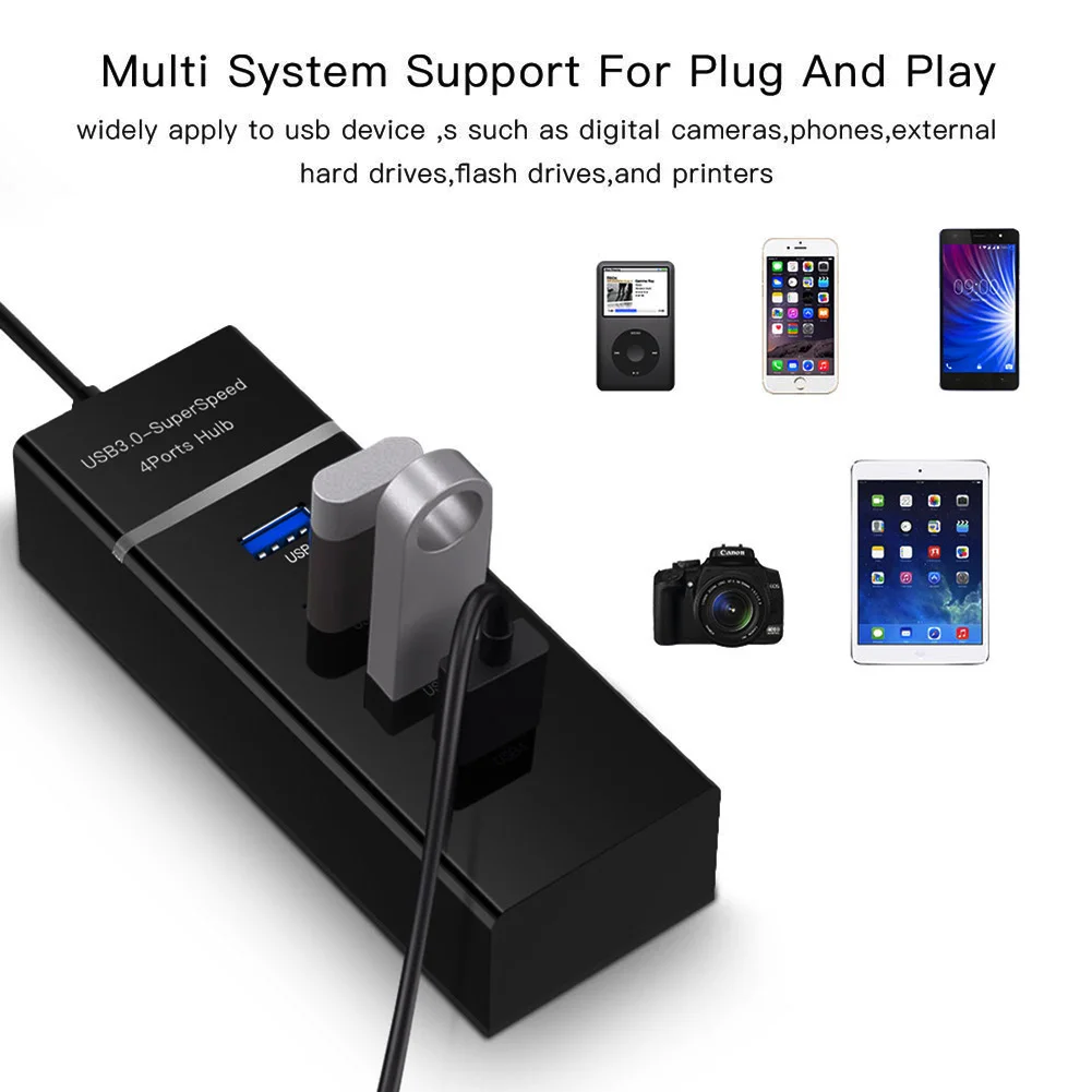 Лидер продаж 4 порта концентратор USB 3 0 с зарядкой и переключателем питания