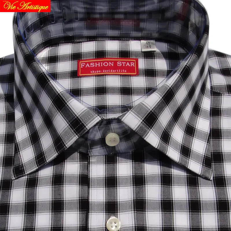 camisa de cuadros blanca y negra hombre
