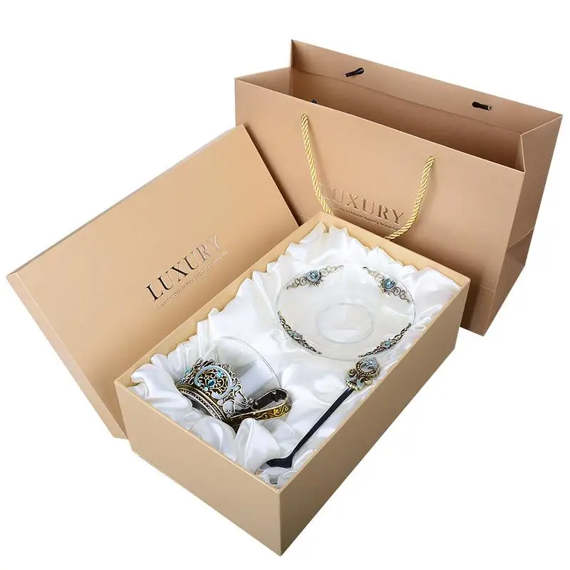 Emaille Transparent Glas Kaffee Tee Becher Blau Rosen Wärme-Beständig Tasse Set mit Edelstahl Löffel Bahn und Wischen tuch