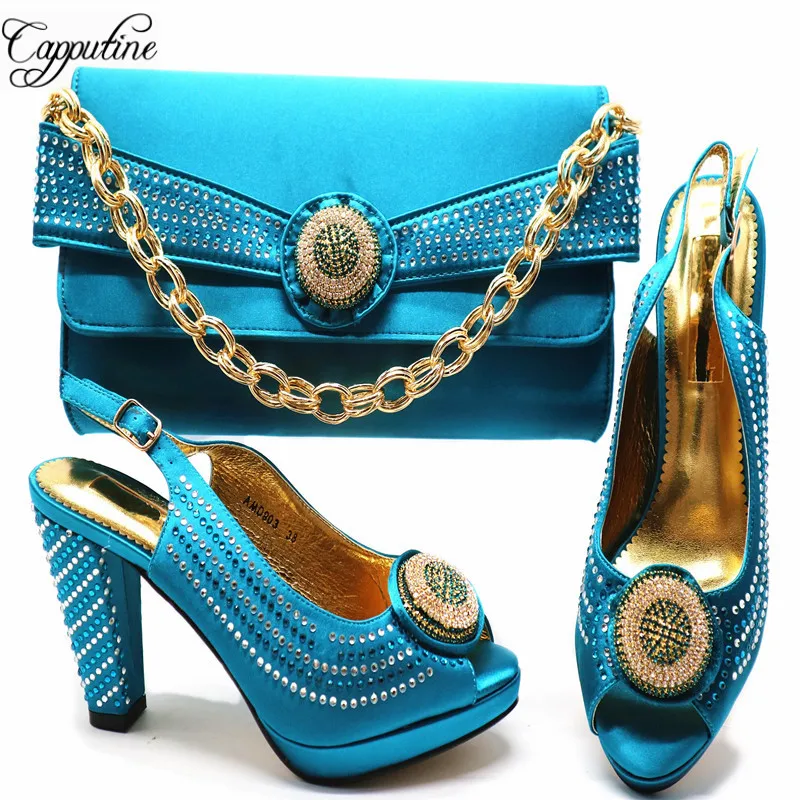 brown Ensemble argent or Chaussures Mode pourpre Brun Partie Style Couleur peach Talons Avec Blue Sacs G53 Lake Sac Femme 2018 Haute Pour Et Strass Nouvelle Nigeria 4wzqBf1