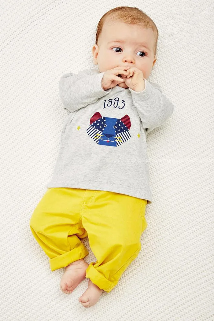 Infant Baby Clothing Sets Boy Long Sleeve T shirt+yellow Pant Spring