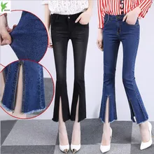 OKXGNZ женские новые джинсы с 9 точками женские Нерегулярные флэш-штаны с каймой сплит-колокольчиками джинсы стрейч Sim Skinny Seans