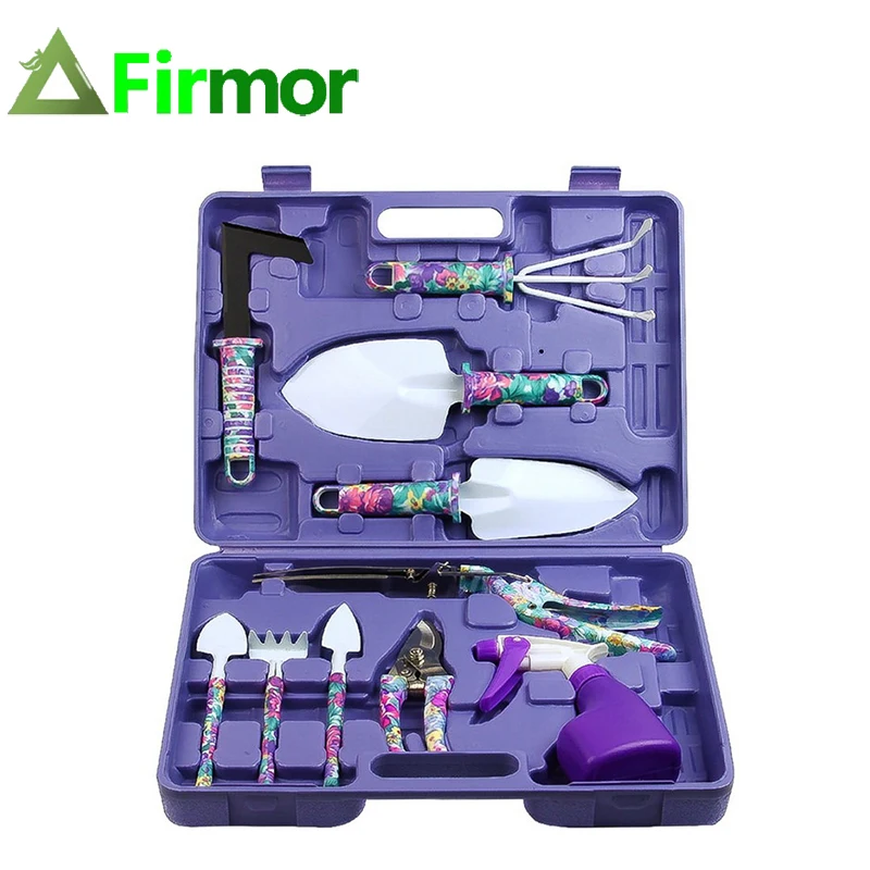 

FIRMOR 10 Pcs Garden Tools Set Gardening Tools Durable Kit Garden Hand Tools with Trowel Pruner Rake Shovel Grass Shear