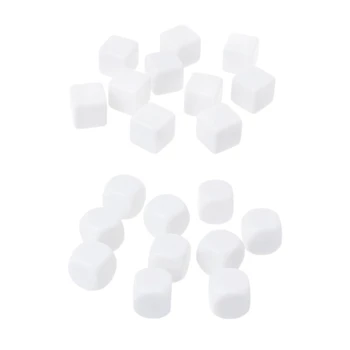 

10pcs White18mm DIY Blank Dice Acrylic Polyhedron Teaching Engraving Write Kid Toys