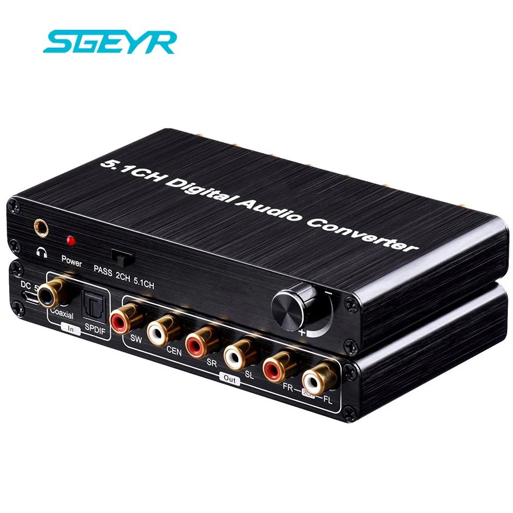 

SGEYR 5.1CH Digital to Analog Audio Decoder AC3 DTS Dolby Audio Gear with Toslink SPDIF/Coaxial Support Volume Control