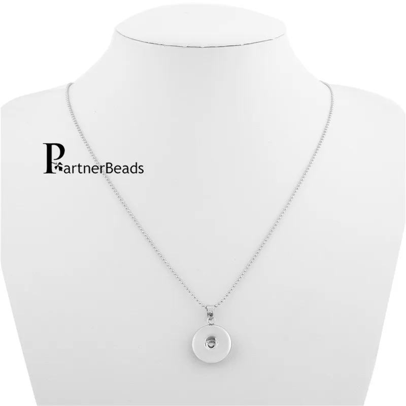 Snap Button Jewelry Pendant Necklace With Charm Chain Necklace Fit 18