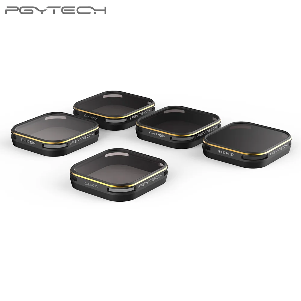 

99% New PGYTECH Gopro hero 6 7 filter ND4 ND8 ND16 ND32 PL Neutral Density Gold edge lens filter 5pcs set for Gopro Hero 5 6