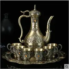 Роскошный 8 шт./компл. бронзовый цвет декоративный Винный Набор Графин для виски moonshine для украшения дома аксессуары домашний бар набор JJ097