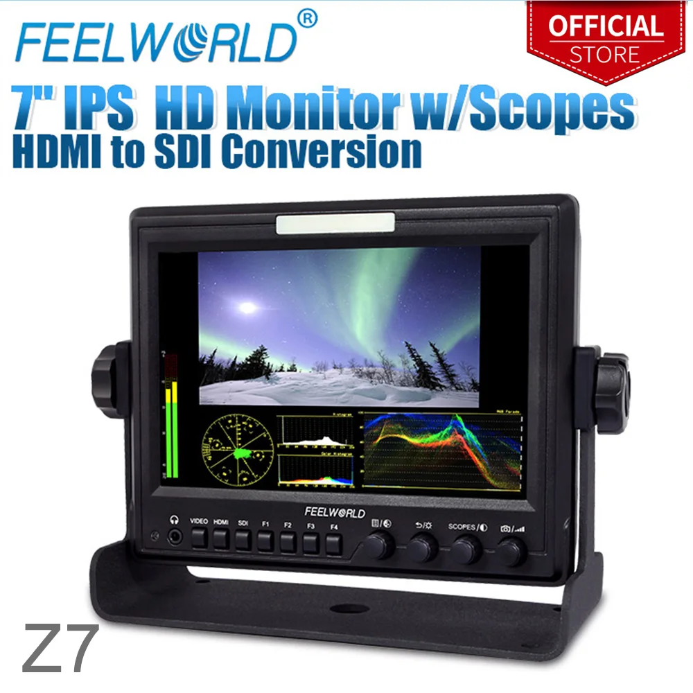 

Feelworld Z7 7 Inch IPS 1280x800 Field Monitor with Waveform Scopes and HDMI to SDI Output Photo Studio Camera LCD Monitor