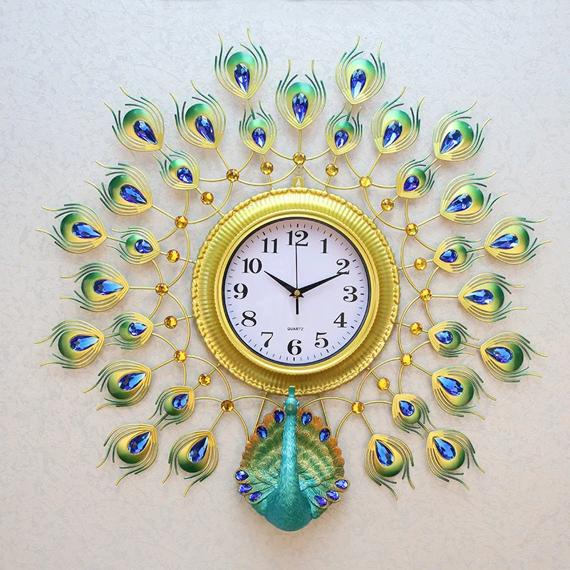 

Creative Personality Living Room Wall Clock Nordic Modern Home Peacock Clock Mute Fashion Decoration Quartz Clock 2019 Hot Sale