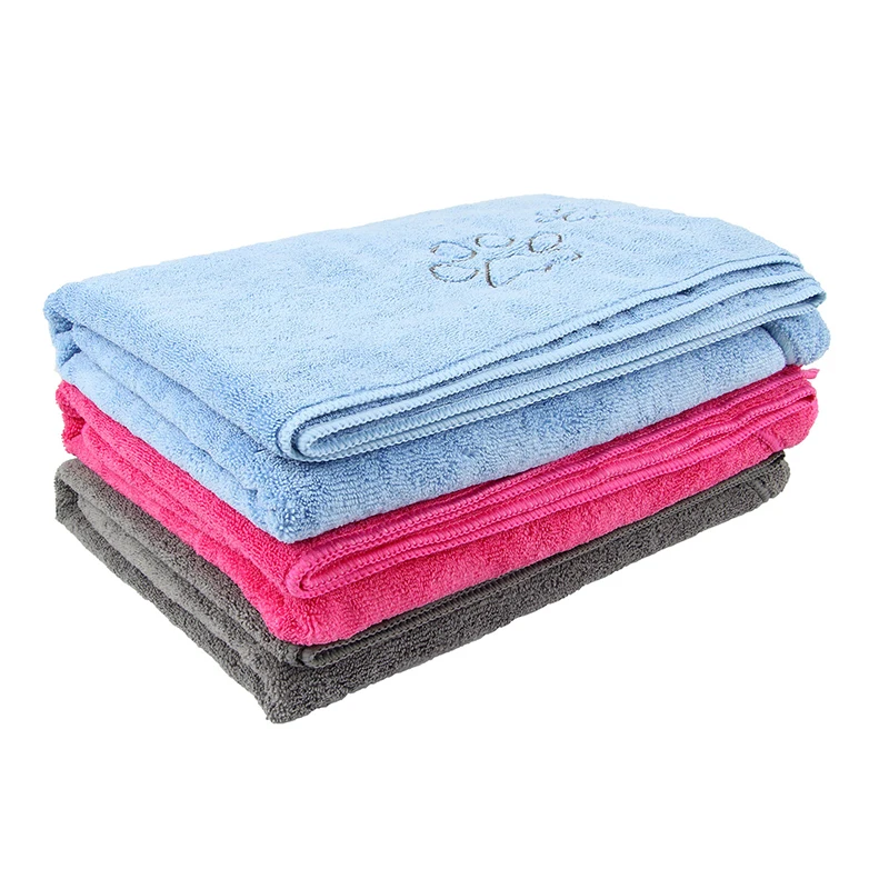 Pets Cat Dog Bath Towel Soft Grey Absorbent Big Bathrobe Drying Towels