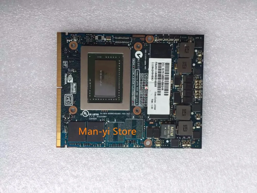  Original for Toshiba Laptop QOSMIO X870 X875 V000280680 6050A2494B01-VGA-A02 GTX670M N13E-GS-LP-A1 DDR5 3GB video card graphics  