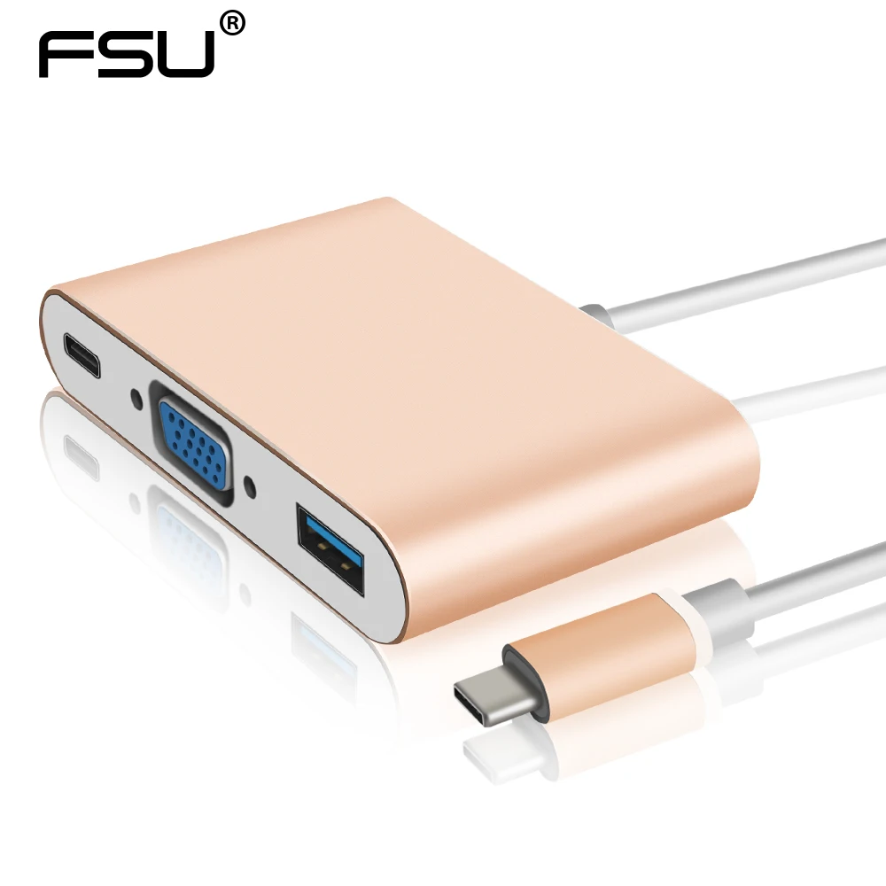 

Thunderbolt 3 USB C to VGA Adapter 1080P USB 3.1 to VGA Type C USB 3.0 Hub Converter for Macbook 12 inch Huawei Samsung Galaxy