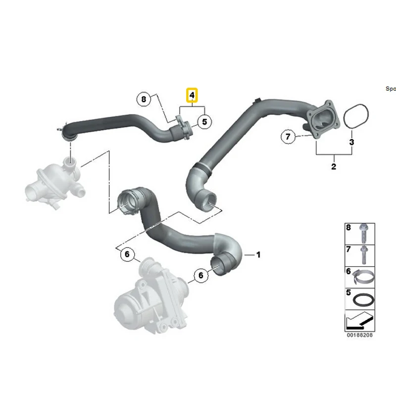 For BMW E83 07-10 Radiator Hose KIT 2 pcs Upper+Lower