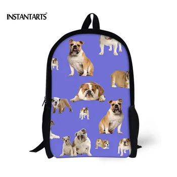 

INSTANTARTS Funny 3D Pug Dog Pattern Puzzle Children School Bags Primary School Bookbag for Teenager Girls Casual Kids Backpacks