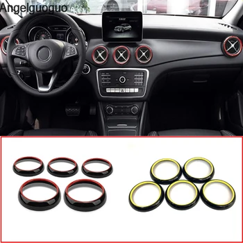 

5pcs Car Air Condition Vent Outlet Ring Cover Trim Frame Decoration Sticker for Mercedes Benz A W176 GLA X156 CLA C117 Class