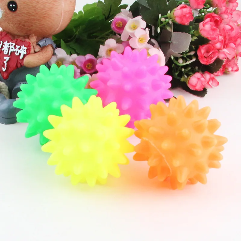 Colorful Rubber Pet toys Vinyl sound Meteor ball Sea Urchin Ball Meteor