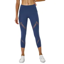 Летние новые стильные женские штаны для йоги с высокой талией, сетчатые Лоскутные обтягивающие леггинсы для бега, гладкие леггинсы для тренажерного зала и фитнеса