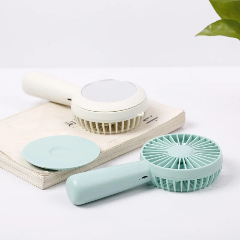 

USB Portable Mini Handheld Fan With Makeup Mirror For Outdoor Handheld Fan For Summer Picnic Climbing Activities 2019