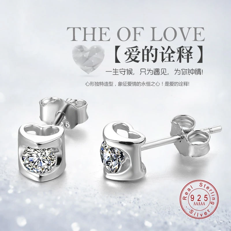 Дизайн, серьги-гвоздики в форме сердца, AAA кубический цирконий, Кристальные серьги-гвоздики для девушек, хорошее ювелирное изделие, минималистичные серьги