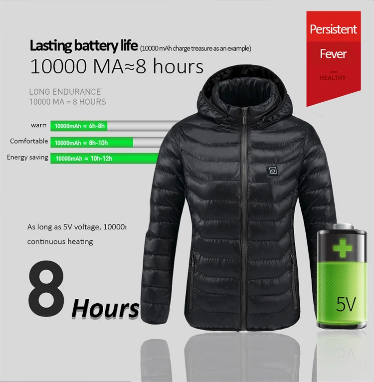 Men&women Intelligent Heated Jackets Winter Outdoor Hooded Waterproof Jackets Thermal Warm USB Heating Quickly Hiking Jackets