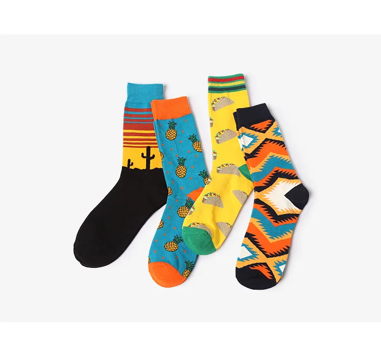 Modeager модный бренд Для мужчин; хлопковые носки бомба кактус ананас TACOS печатных смешно новизна Skate Cool носки для Для мужчин