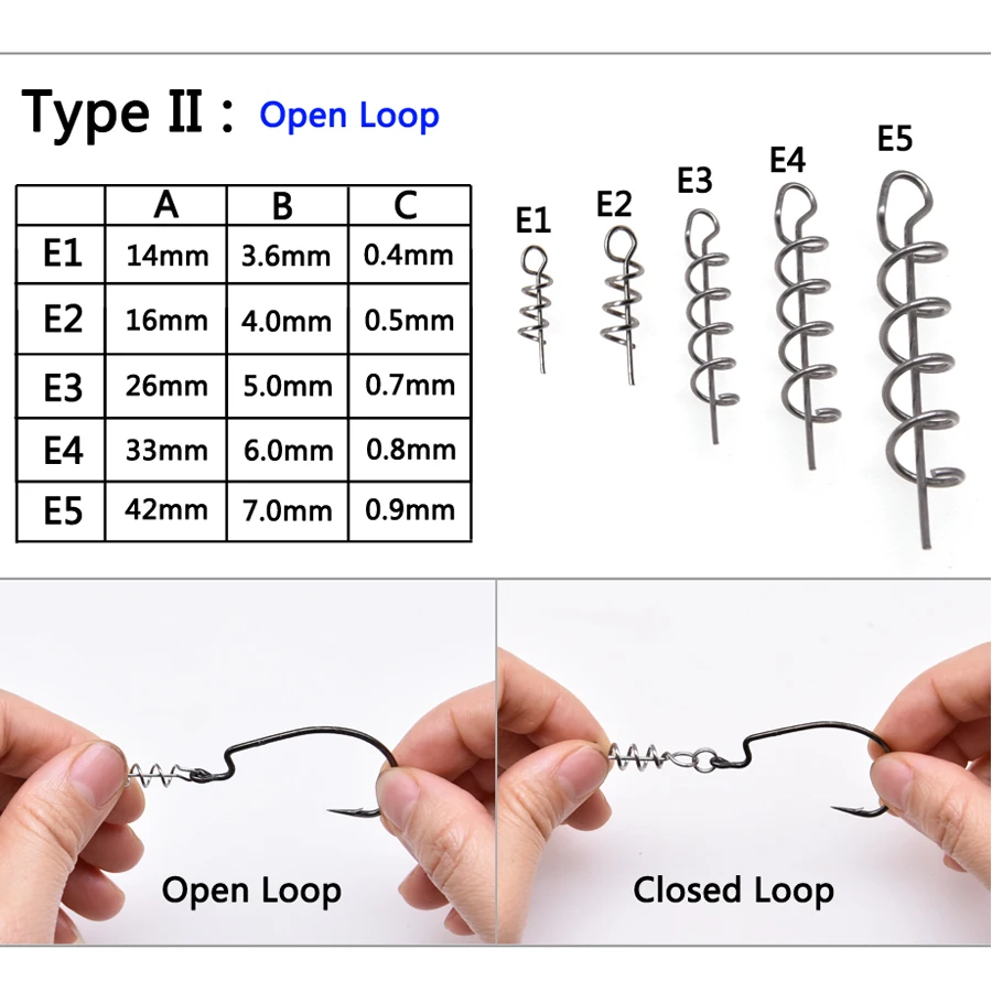 10 шт./лот, большой рыболовный крючок, Центрирующие шпильки, спиральная рыболовная приманка, стальной большой пружинный фиксатор для мягкой приманки, рыболовные аксессуары